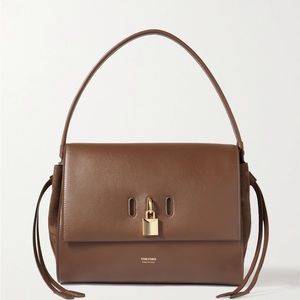 Tom Ford Brown Leather Padlock Medium Shoulder Bag